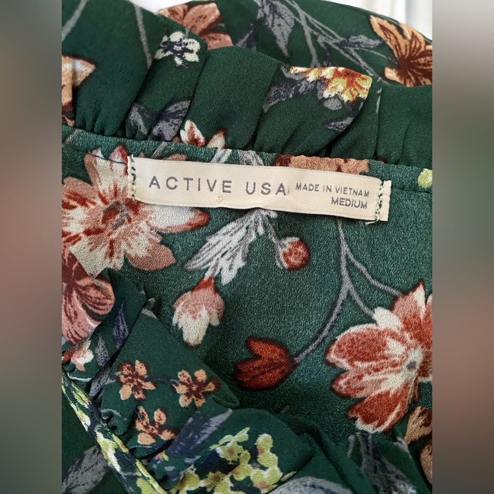 Floral Green Ruffle Long Sleeve - Picture 3 of 4